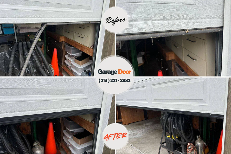 Before and after: garage door repair River Junction Lone Tree